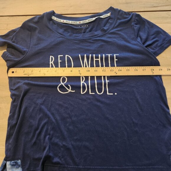Rae Dunn T-Shirt Blue‎ "RED, WHITE & BLUE" Graphic Women Sz S USA Patriotic 4th - Picture 6 of 7